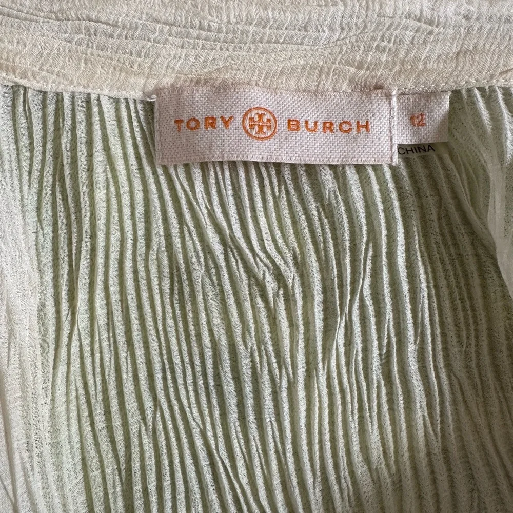 Tory Burch Cream Ruffled Collar Blouse size 12 - Picture 6 of 9